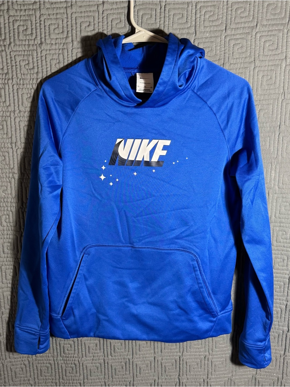 Nike Pullover Sweater Boys XL Blue Thumb Holes Hoodie Therma Fit DQ9037-480